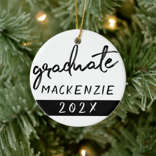 Graduate Black Script | Klassischer Keepake mit de Keramik Ornament (Baum)