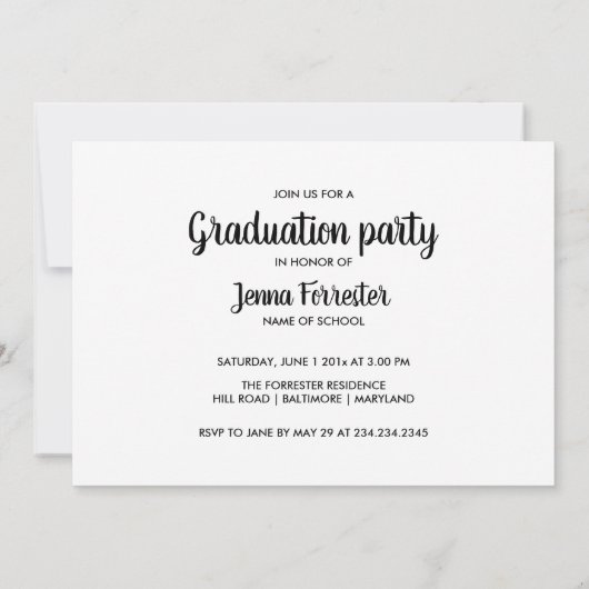 Graduate Black Three Fotos Graduation Party Einladung (Rückseite)