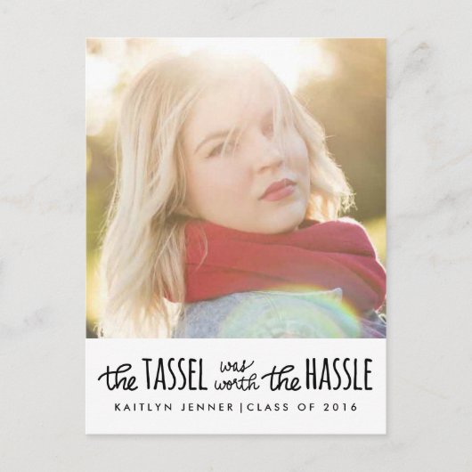 Graduate Black Typography | Save the Date Foto Ankündigungspostkarte (Vorderseite)