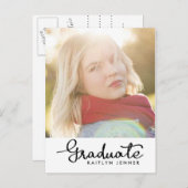 Graduate Black Typography | Save the Date Foto Ankündigungspostkarte (Vorne/Hinten)