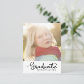 Graduate Black Typography | Save the Date Foto Ankündigungspostkarte (Stehend Vorderseite)