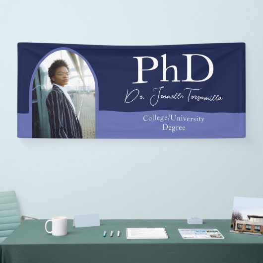 Graduate Blue Arch Script Foto PhD Abschluss Banner (Messe)