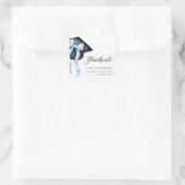 Graduate Blue Bow Coquette Graduation Cap Quadratischer Aufkleber (Tasche)