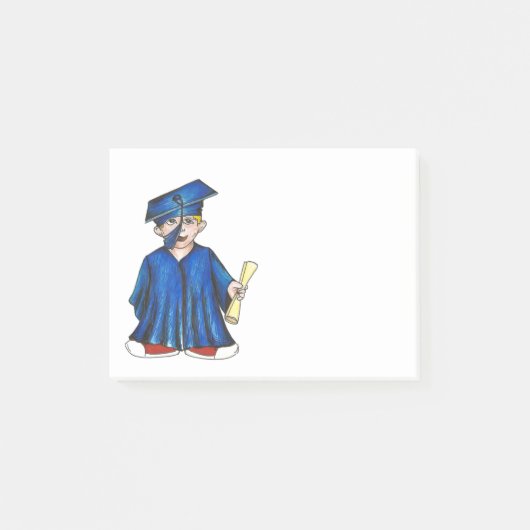 Graduate Blue Cap Gown Diploma Abschluss Gefallen Post-it Klebezettel (Vorderseite)