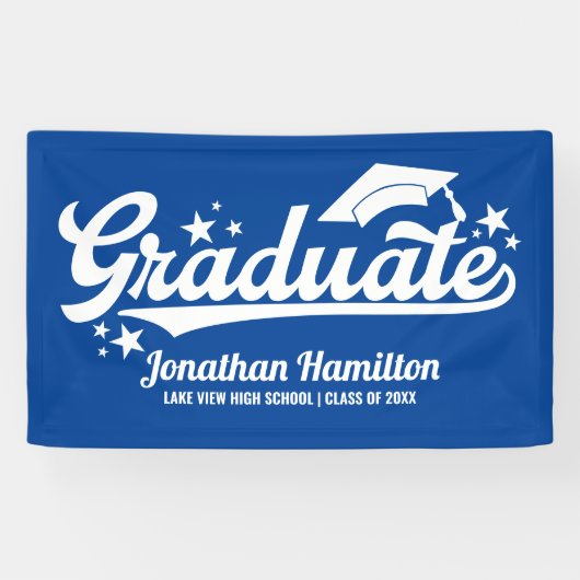 Graduate Blue Graduation Party Banner (Horizontal)