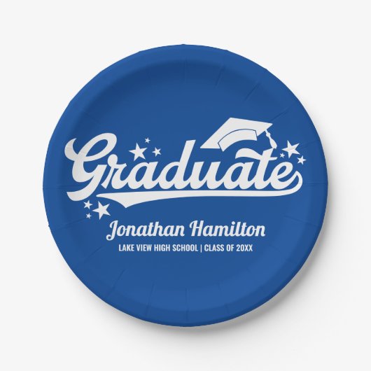 Graduate Blue Graduation Party Pappteller (Vorderseite)