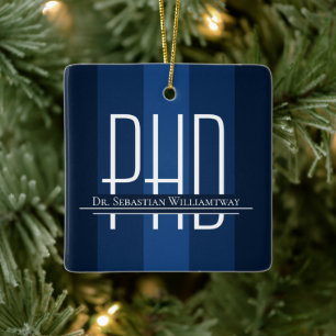 Graduate Blue PhD Abschluss Keramikornament