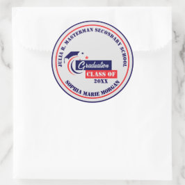 Graduate Blue Red White Abschluss Runder Aufkleber