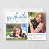Graduate Blue Script | Cooler Pinsel 2 Foto Magneteinladung (Vorderseite)