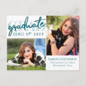 Graduate Blue Script | Cooler Pinsel 2 Foto Postkarte (Vorderseite)