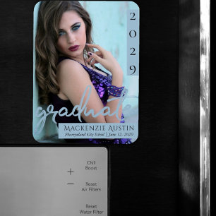 Graduate Blue Script   Cooles Brush-Foto Magnet