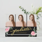 Graduate Blush Bloral Grad Ankündigung 3 Foto (Stehend Vorderseite)