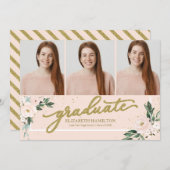 Graduate Blush Bloral Grad Ankündigung 3 Foto (Vorne/Hinten)