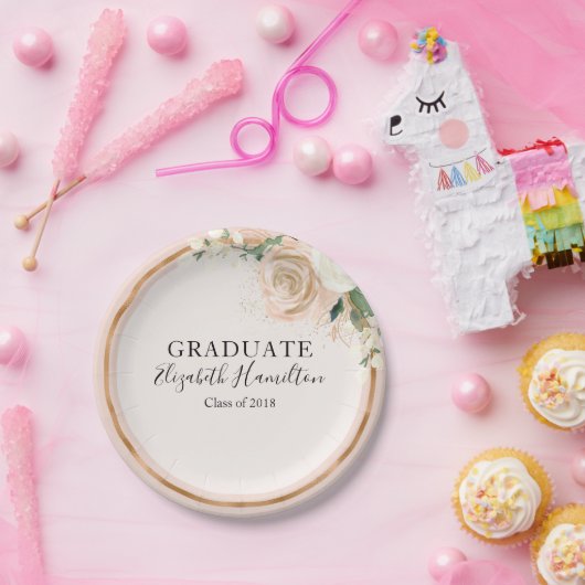 Graduate Blush & Rose Gold Modernes Chic Pappteller (Party)