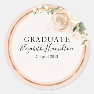 Graduate Blush & Rose Gold Modernes Chic Runder Aufkleber