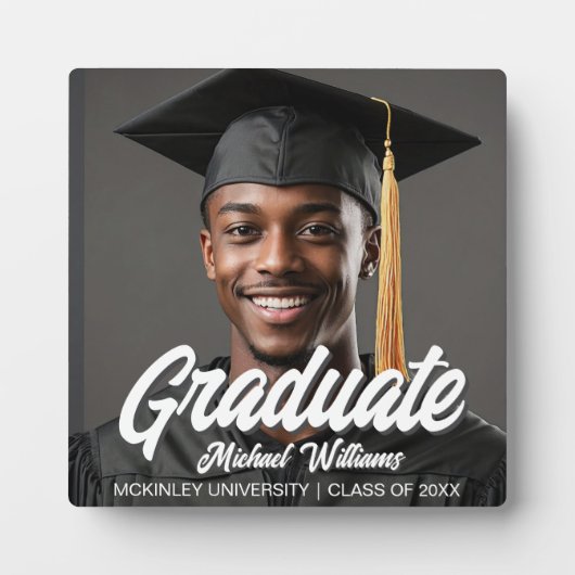 Graduate Bold Script Graduation Gift Photo Fotoplatte (Vorderseite)