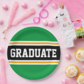 GRADUATE Bright Green Black Yellow Racing Stripes Pappteller (Party)