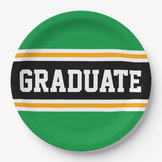 GRADUATE Bright Green Black Yellow Racing Stripes Pappteller (Vorderseite)
