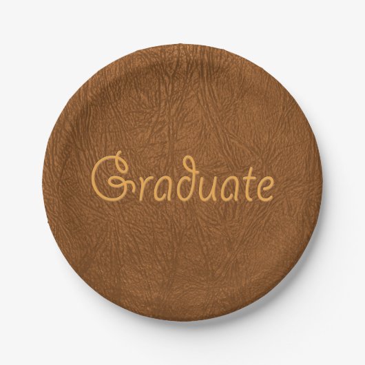 Graduate Brown Cowhide Leather Textur aussehen Pappteller (Vorderseite)