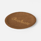 Graduate Brown Cowhide Leather Textur aussehen Pappteller (Schrägansicht)