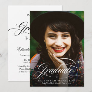 Graduate Calligrafy Graduation Party Foto Einladung