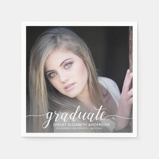 Graduate Calligraphy Foto Abschluss Serviette (Vorderseite)
