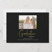 Graduate Calligraphy Script Black Gold Zwei-Foto Einladung (Rückseite)