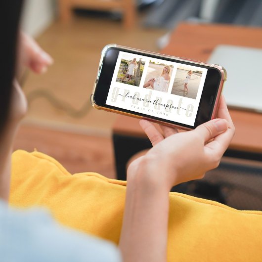 Graduate Calligraphy Script Gold Simple Four Foto Einladung