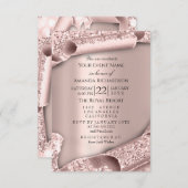 Graduate CAP Bachelorette GIRL Rose Pink 3D Einladung (Vorne/Hinten)