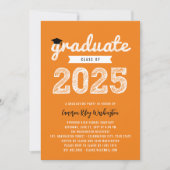 Graduate Cap Class of 2025 Grad Party Einladung (Vorderseite)