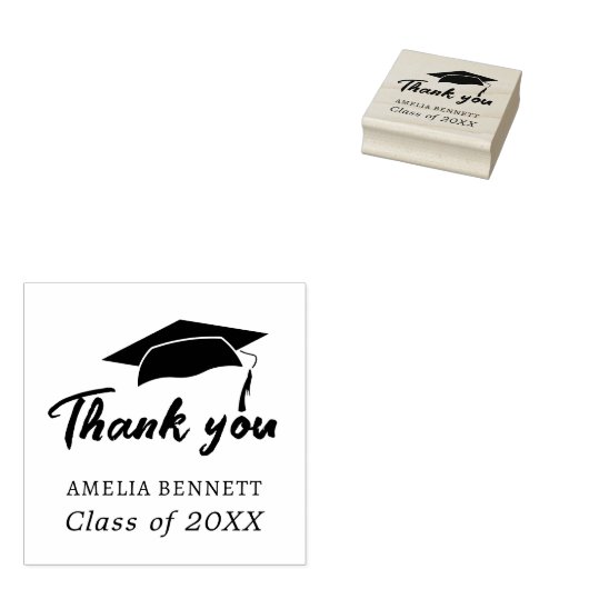 Graduate Cap Graduate Danke Gummistempel (Stempel)