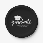 Graduate Cap mit Klasse und Name - Schwarz ändern Pappteller (Vorderseite)