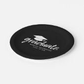 Graduate Cap mit Klasse und Name - Schwarz ändern Pappteller (Schrägansicht)