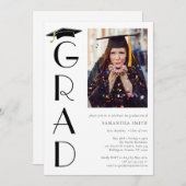 Graduate Cap Moderne Typografy Graduation Party Einladung (Vorne/Hinten)