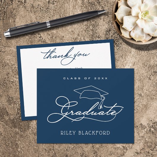 Graduate Cap Navy Blue Mitteilungskarte