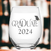 Graduate Cap Personalisiert Class 2024 Abschluss Weinglas Ohne Stiel