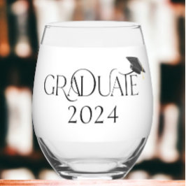 Graduate Cap Personalisiert Class 2024 Abschluss Weinglas Ohne Stiel