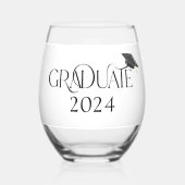 Graduate Cap Personalisiert Class 2024 Abschluss Weinglas Ohne Stiel (Vorderseite)