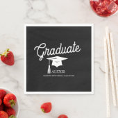 Graduate Cap Schwarz-weiß Name Class Serviette (Beispiel)