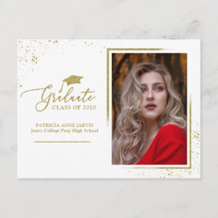 Graduate Chic Grad Ankündigung Gold Glitzer Postkarte