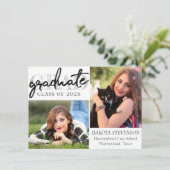 Graduate Chic Script | Einfach 2 Foto Keepake Einladung (Stehend Vorderseite)