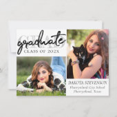 Graduate Chic Script | Einfach 2 Foto Keepake Einladung (Vorderseite)