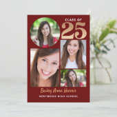 Graduate Circle Maroon Class of 2025 Printable Einladung (Stehend Vorderseite)