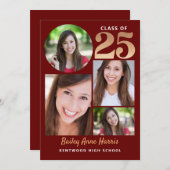 Graduate Circle Maroon Class of 2025 Printable Einladung (Vorne/Hinten)