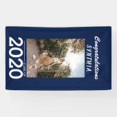 Graduate Class 2020| Navy Blue Foto Yard Sign Banner (Horizontal)