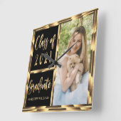 Graduate Class 2021 für Schwarz-Gold-Foto Quadratische Wanduhr (Winkel)