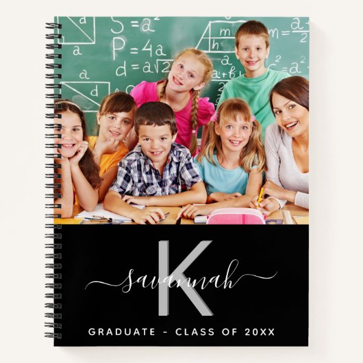 Graduate Class 2024 Foto Schwarz-weiß Notizblock (Vorderseite)