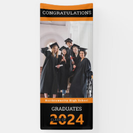 Graduate Class Black Orange Foto Abschluss Banne Banner