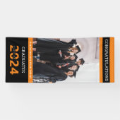 Graduate Class Black Orange Foto Abschluss Banne Banner (Horizontal)