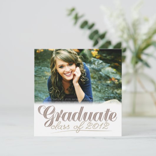 Graduate Class of 2012 Modern White Invite Einladung (Stehend Vorderseite)